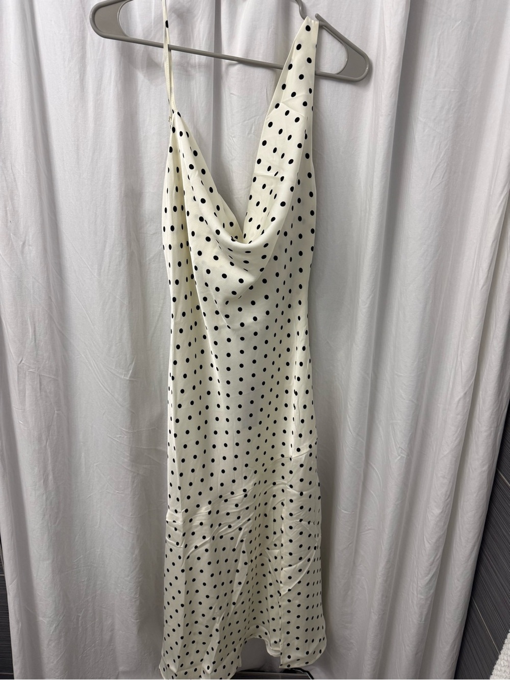 Lulu's Ivory Slip Maxi Dress with Black Polka Dots